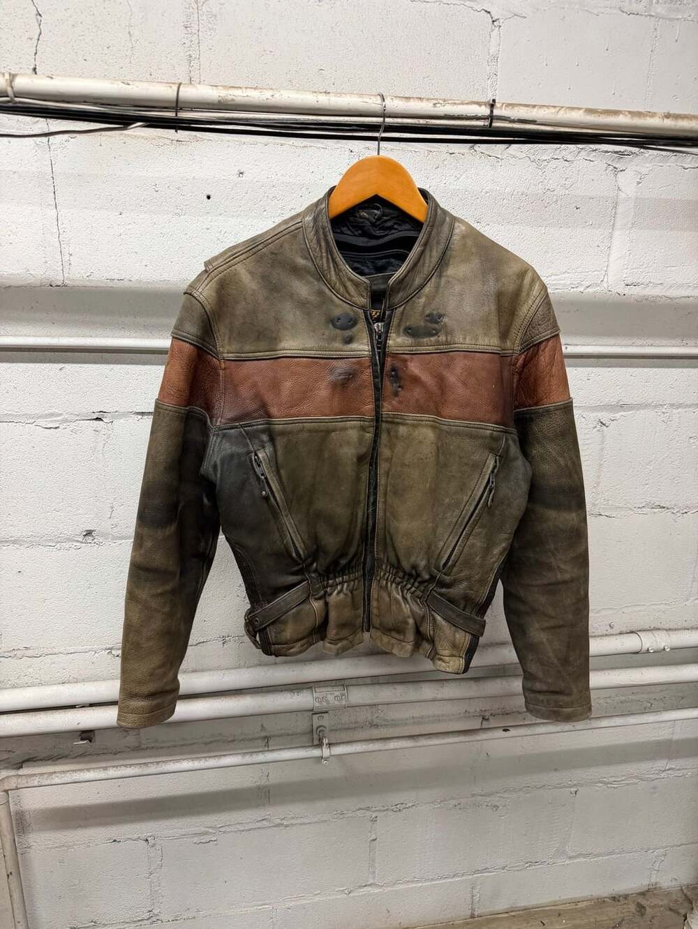 UNIK Ultra Motorcycle Leather Jacket Size L Distressed Brown